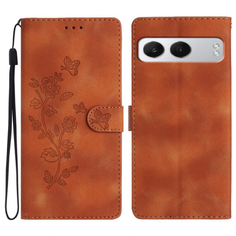 Leren Hoesje Oneplus Nord 4 Bloemenprint
