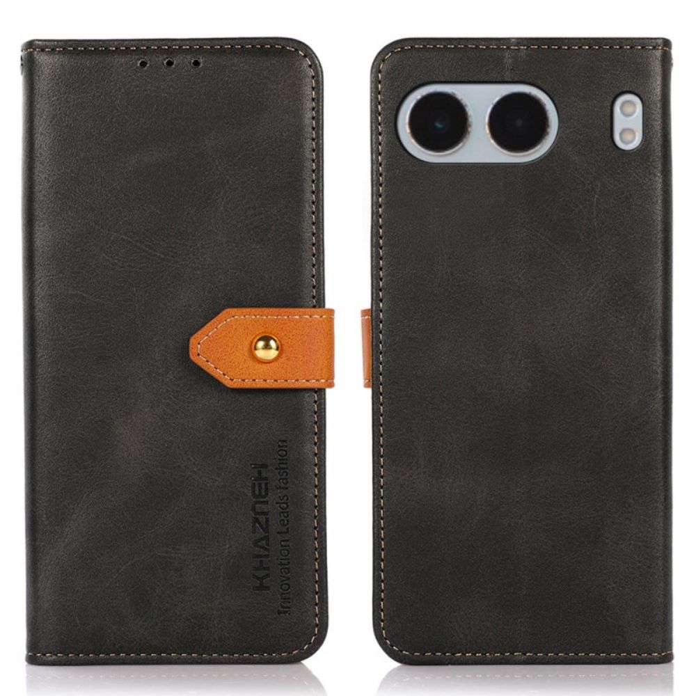 Leren Hoesje Oneplus Nord 4 Gouden Sluiting Khazneh