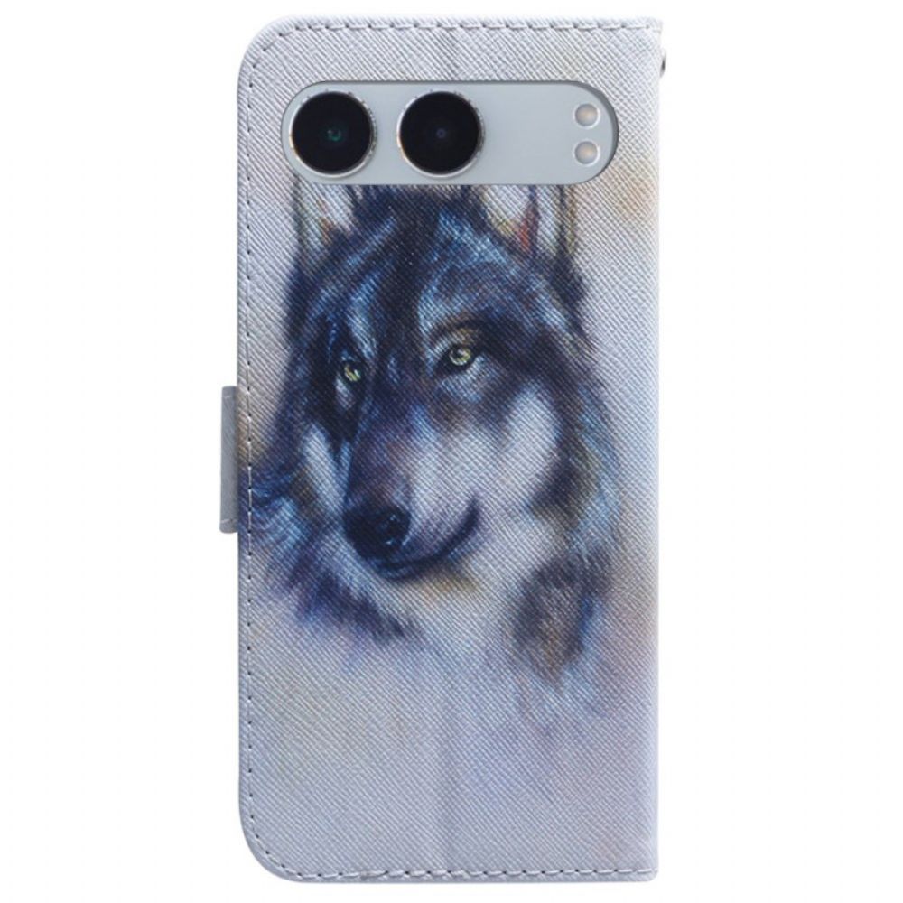 Leren Hoesje Oneplus Nord 4 Wolf Aquarel