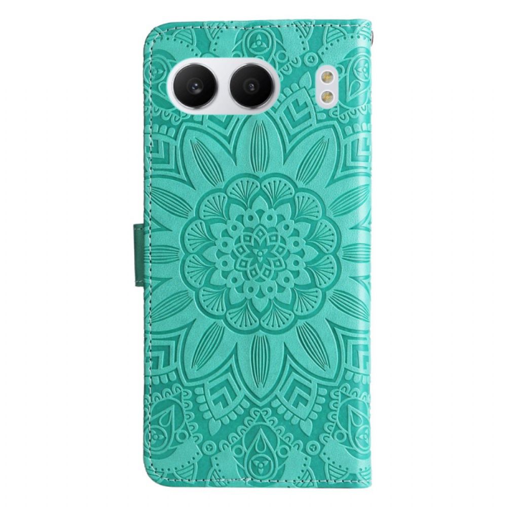 Leren Hoesje Voor Oneplus Nord 4 Bandje Met Zonnebloempatroon