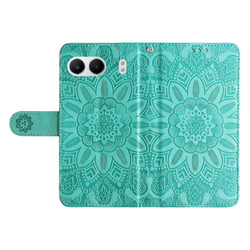 Leren Hoesje Voor Oneplus Nord 4 Bandje Met Zonnebloempatroon