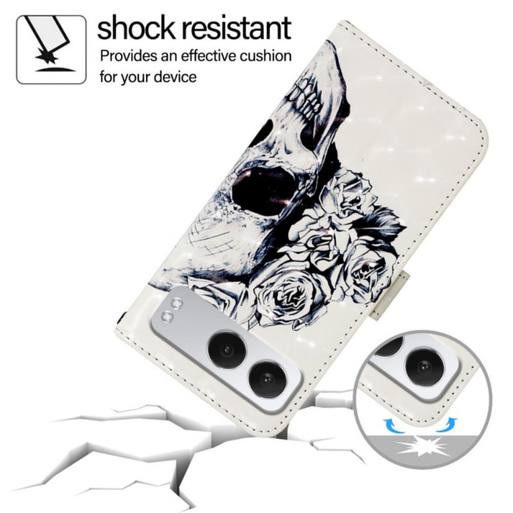 Leren Hoesje Voor Oneplus Nord 4 Bloemenschedel