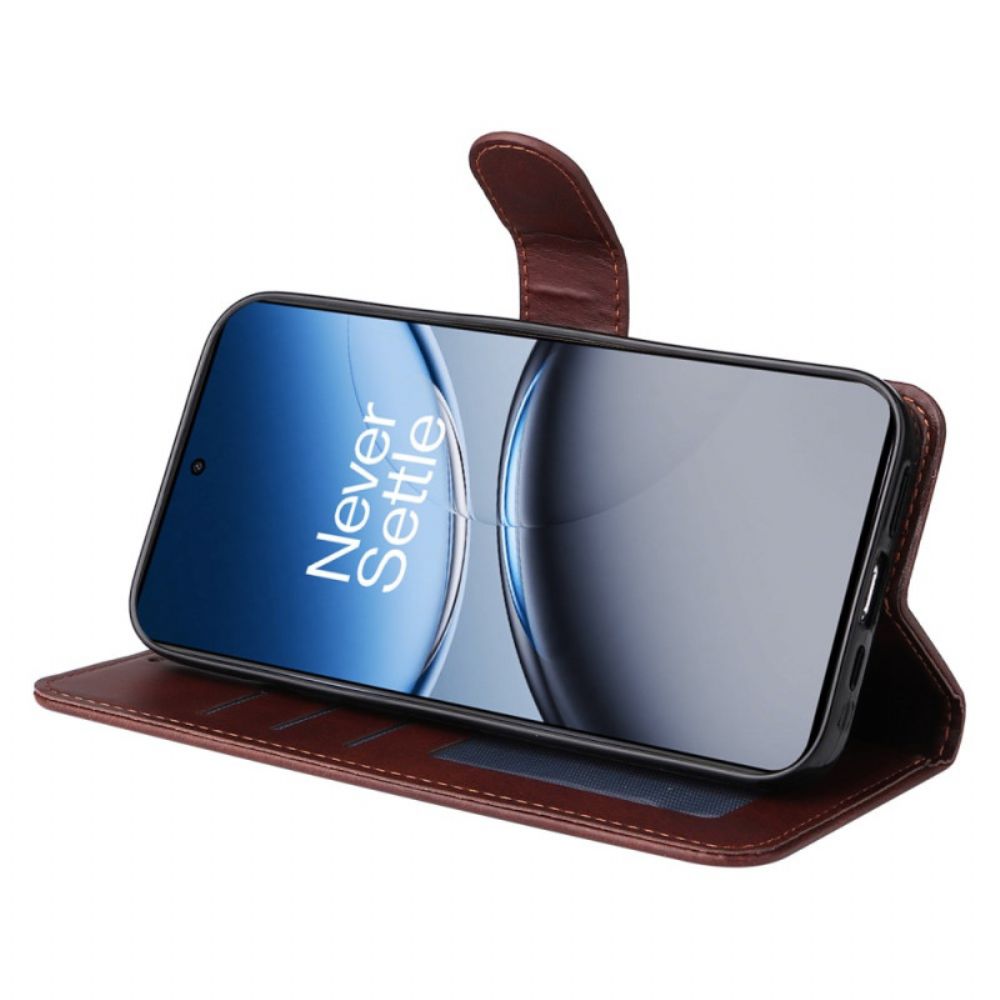 Leren Hoesje Voor Oneplus Nord 4 Effen Band Van Imitatieleer