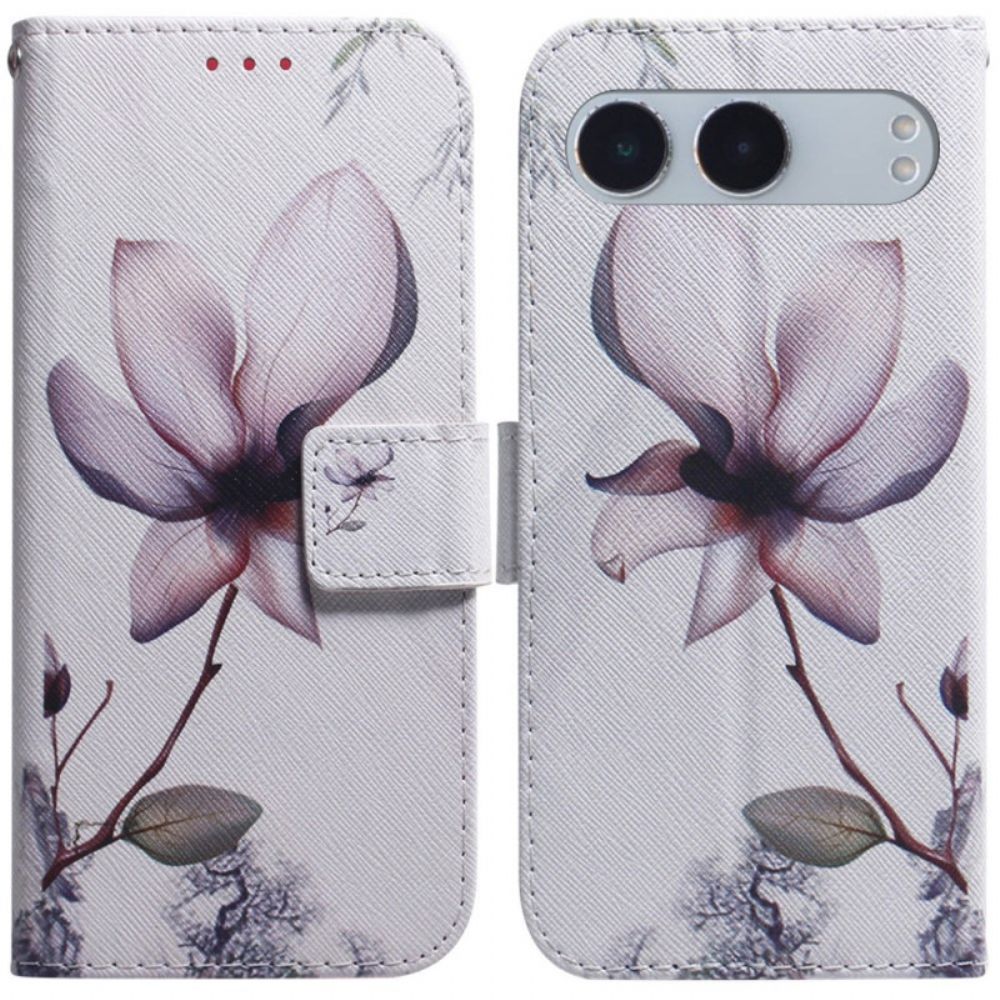Leren Hoesje Voor Oneplus Nord 4 Roze Bloem