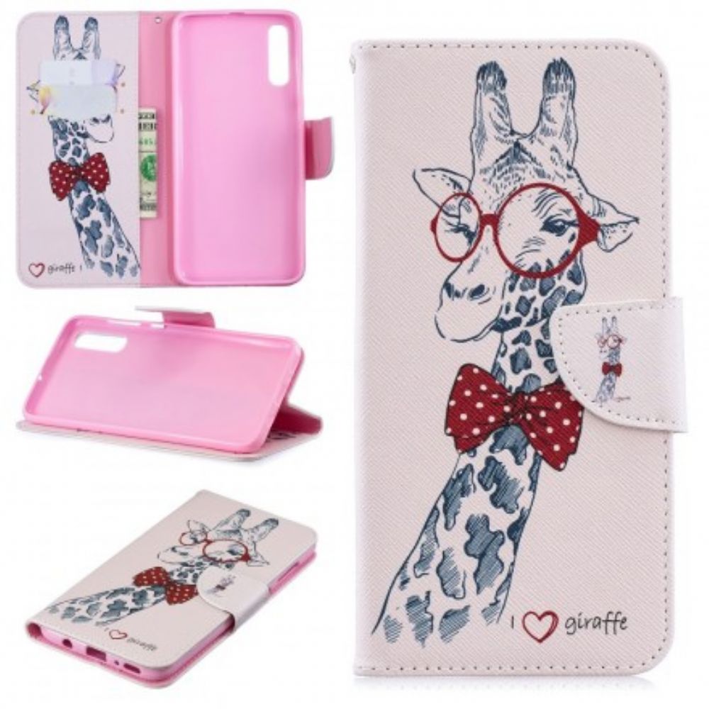 Flip Case voor Samsung Galaxy A70 Nerdy Giraf