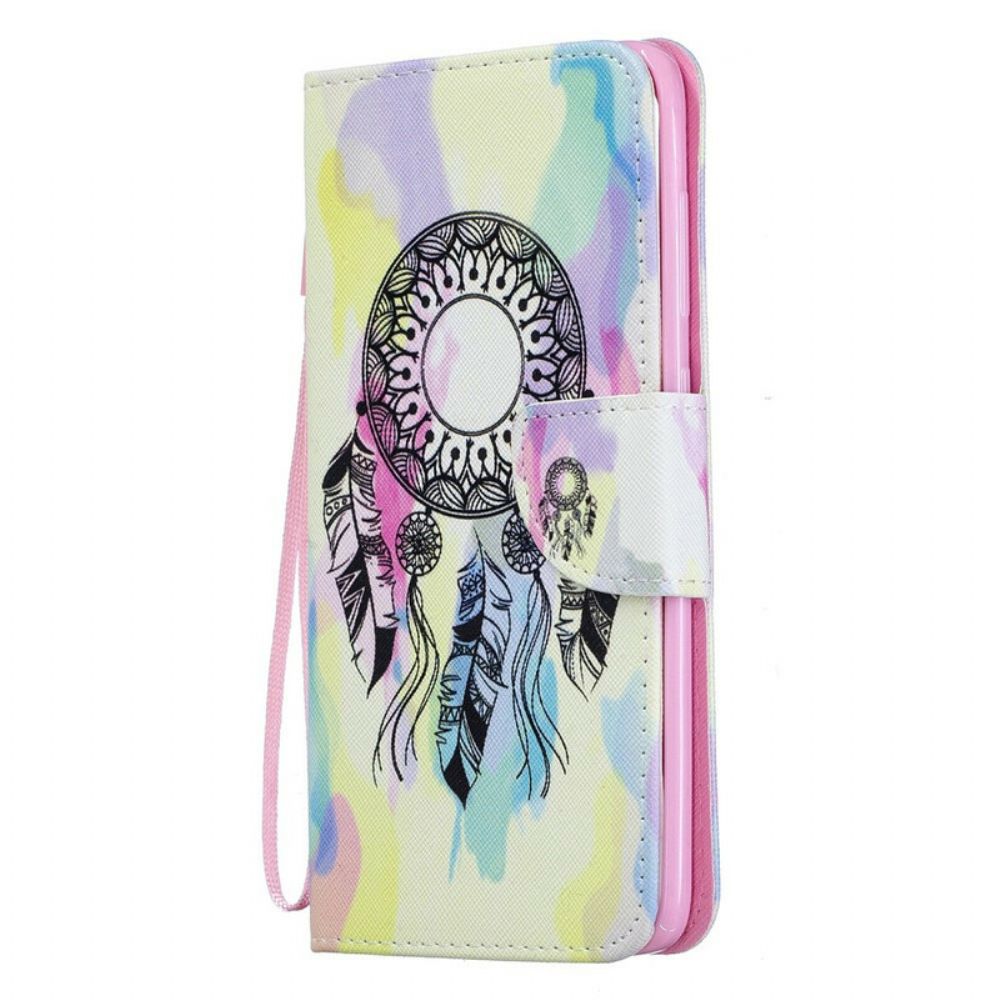 Folio-hoesje voor Samsung Galaxy A70 Met Ketting Aquarel Dromenvanger Met Afneembare Riem