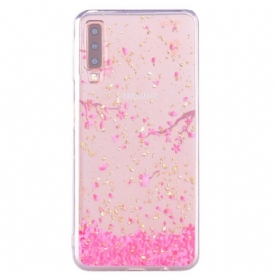 Hoesje voor Samsung Galaxy A70 Bloemblaadjes En Pailletten