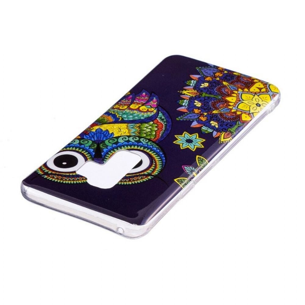 Hoesje voor Samsung Galaxy S9 Fluorescerende Uil Mandala