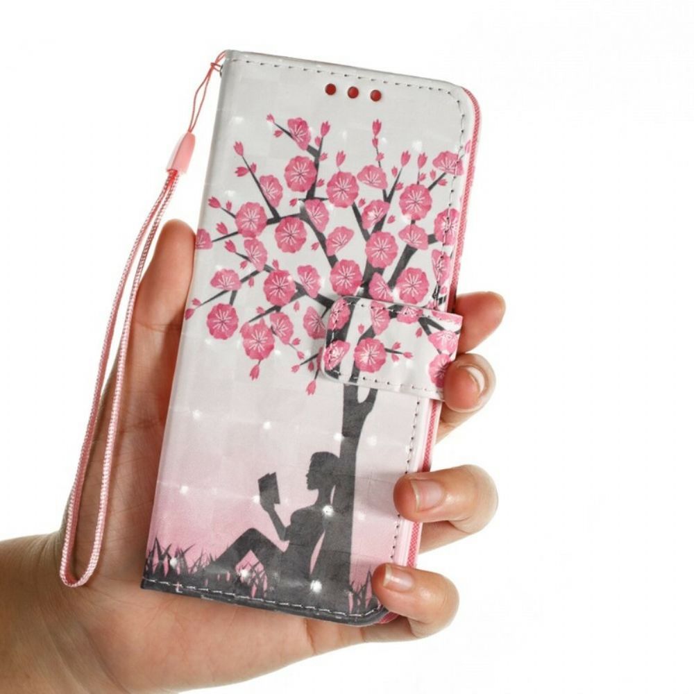 Leren Hoesje voor Samsung Galaxy S9 Lezen Onder De Bloeiende Boom