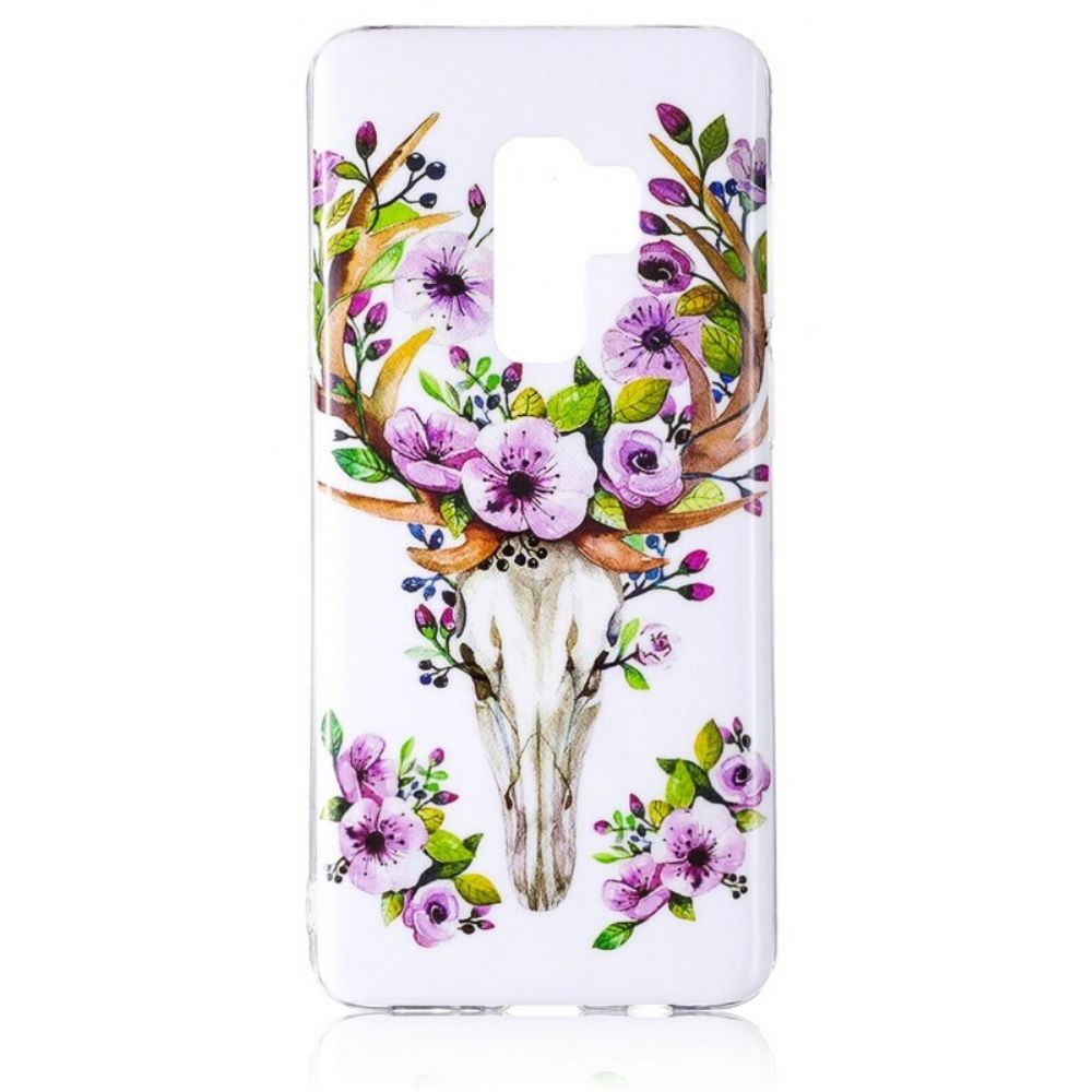 Telefoonhoesje voor Samsung Galaxy S9 Fluorescerende Eland Met Bloemen