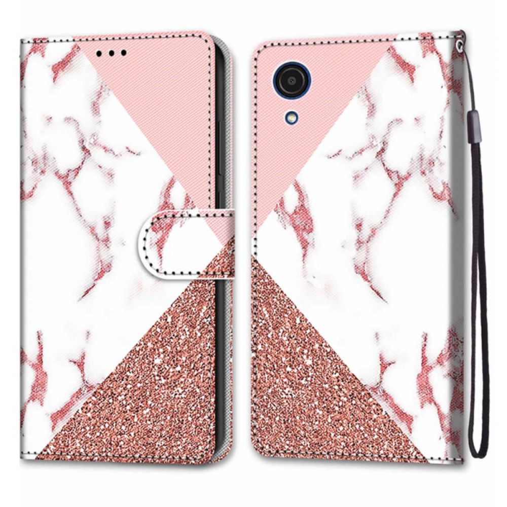 Folio-hoesje voor Samsung Galaxy A03 Core Marmer En Glitter Driehoek