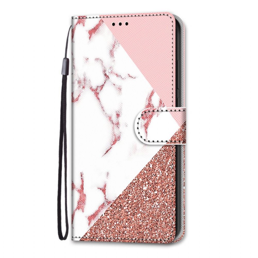 Folio-hoesje voor Samsung Galaxy A03 Core Marmer En Glitter Driehoek