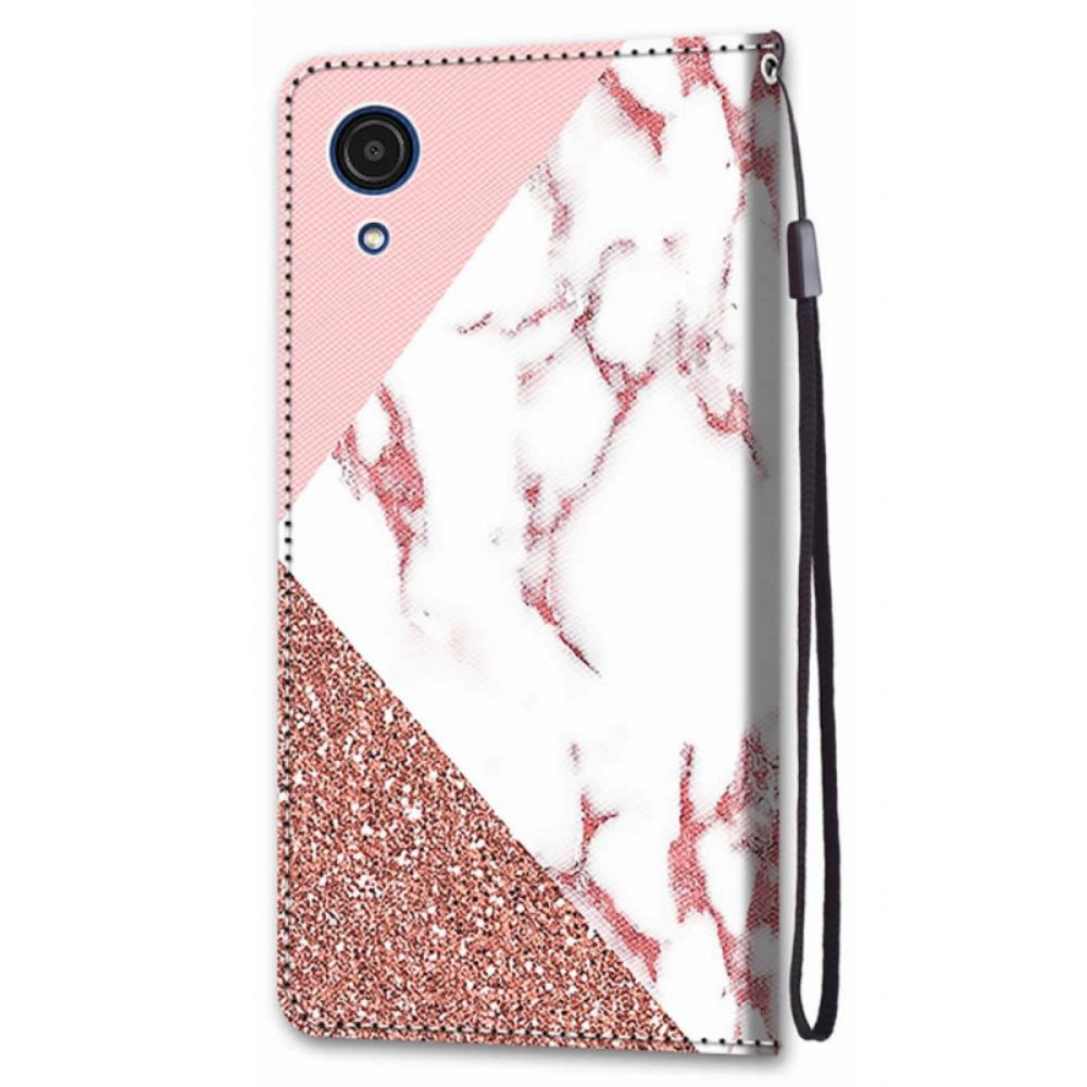 Folio-hoesje voor Samsung Galaxy A03 Core Marmer En Glitter Driehoek