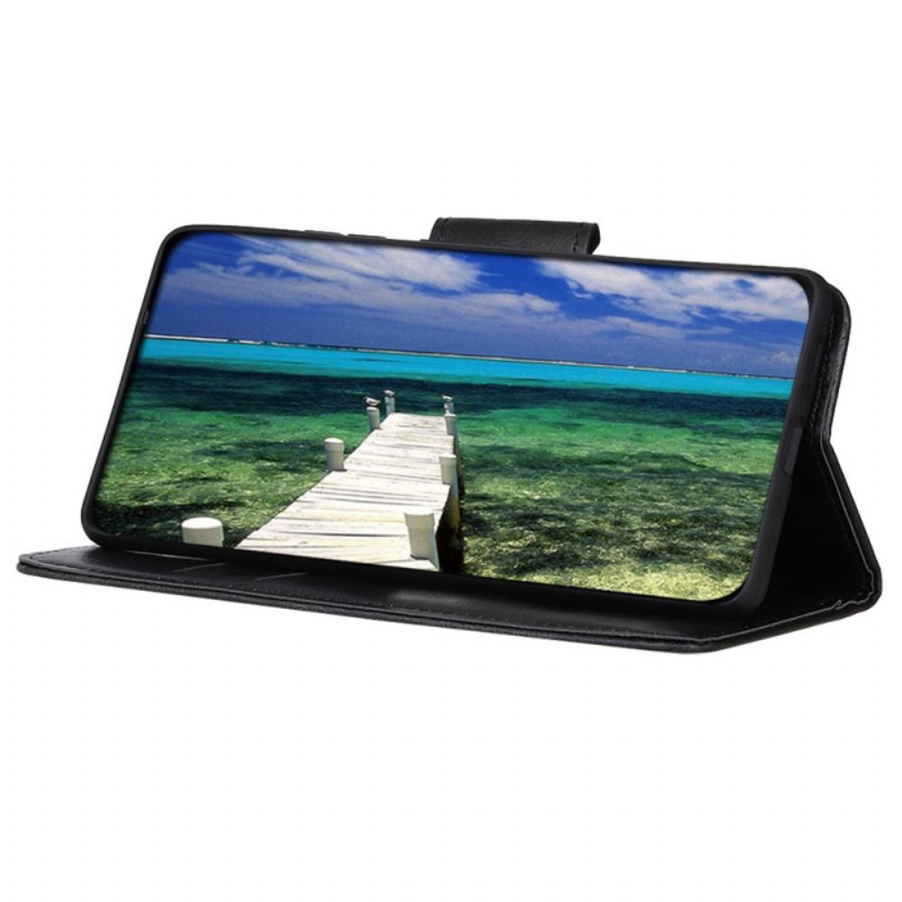 Folio-hoesje voor Samsung Galaxy A03 Core Omkeerbare Sluiting Leereffect