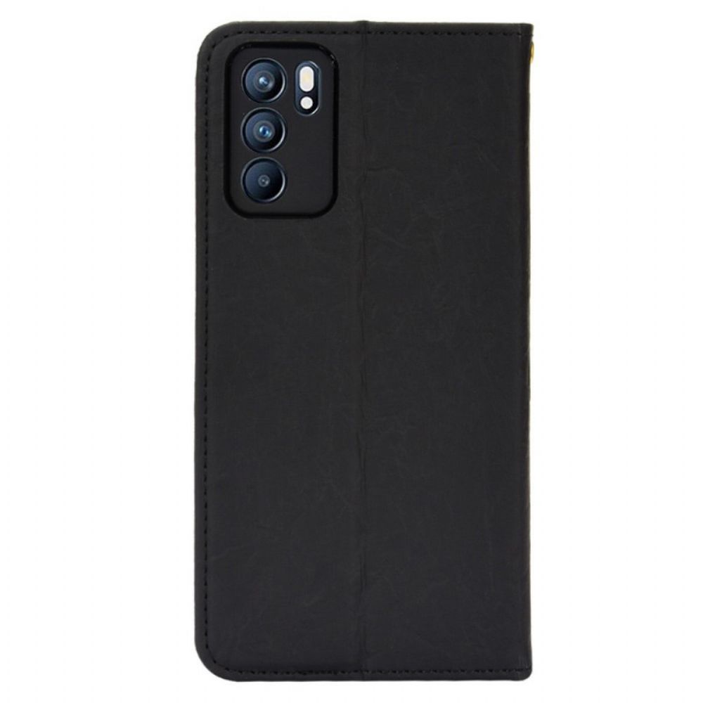Bescherming Hoesje voor Oppo Reno 6 5G Folio-hoesje Schuin Tweekleurig Kunstleer