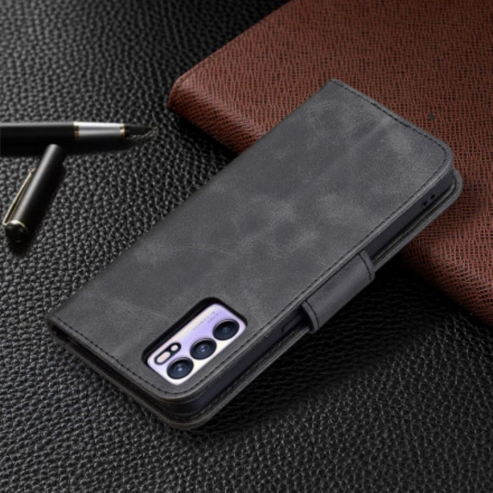 Leren Hoesje voor Oppo Reno 6 5G Folio-hoesje Gladde Schuine Klep