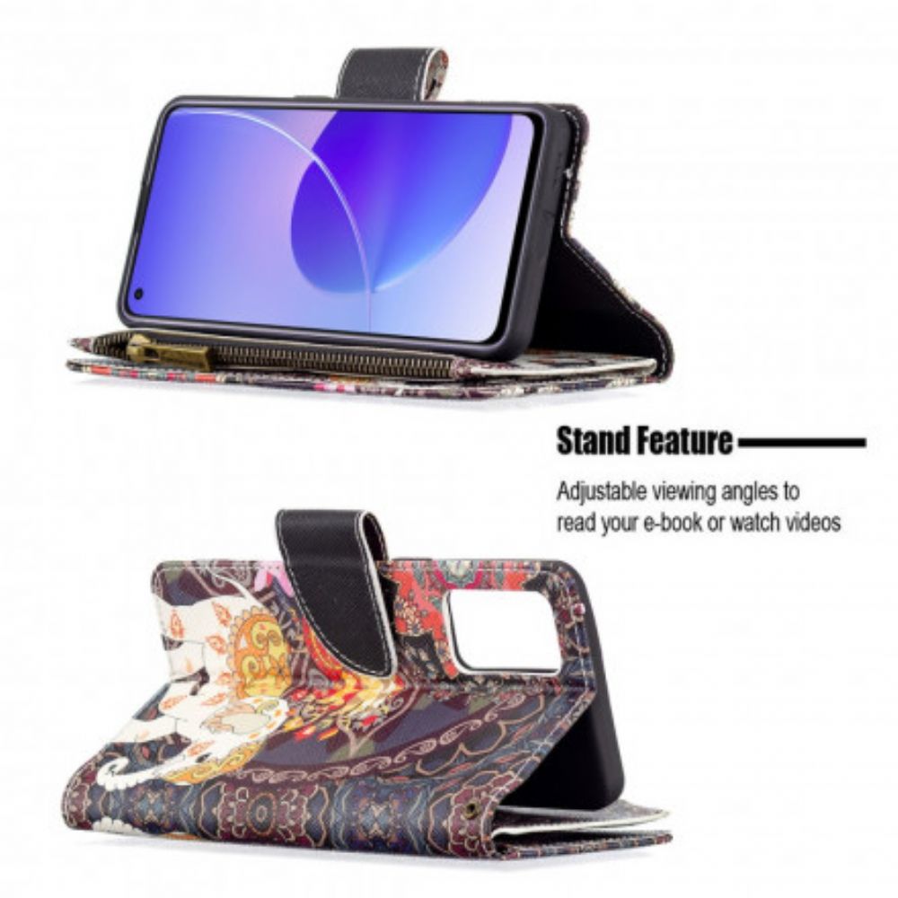 Leren Hoesje voor Oppo Reno 6 5G Olifantenzak Met Rits