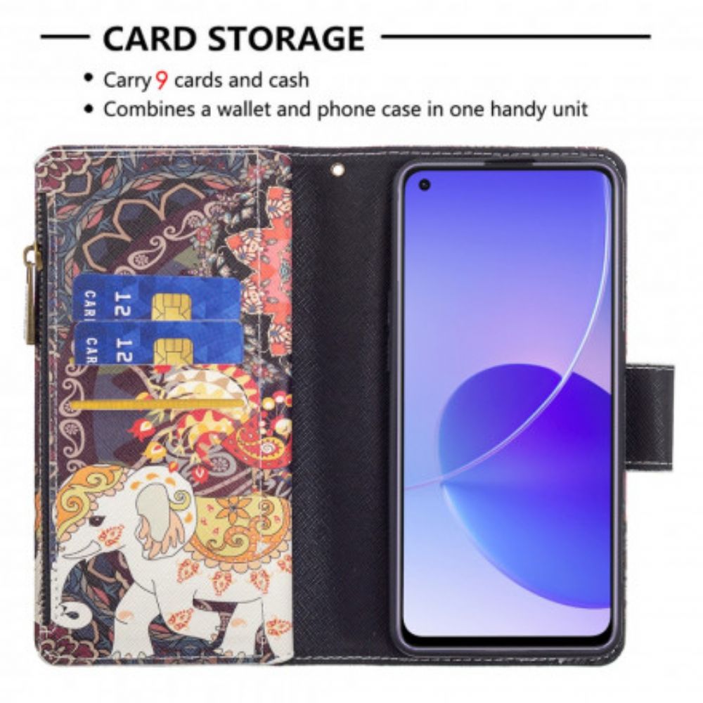 Leren Hoesje voor Oppo Reno 6 5G Olifantenzak Met Rits