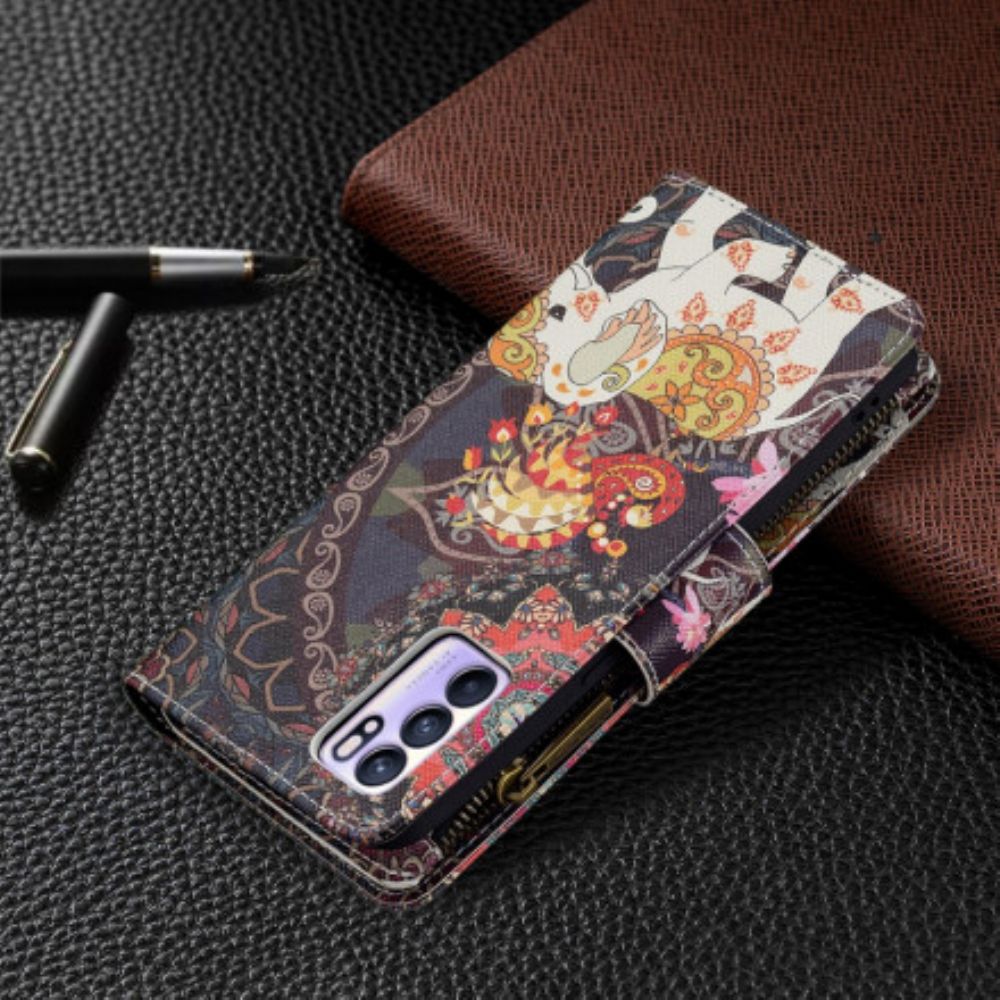 Leren Hoesje voor Oppo Reno 6 5G Olifantenzak Met Rits