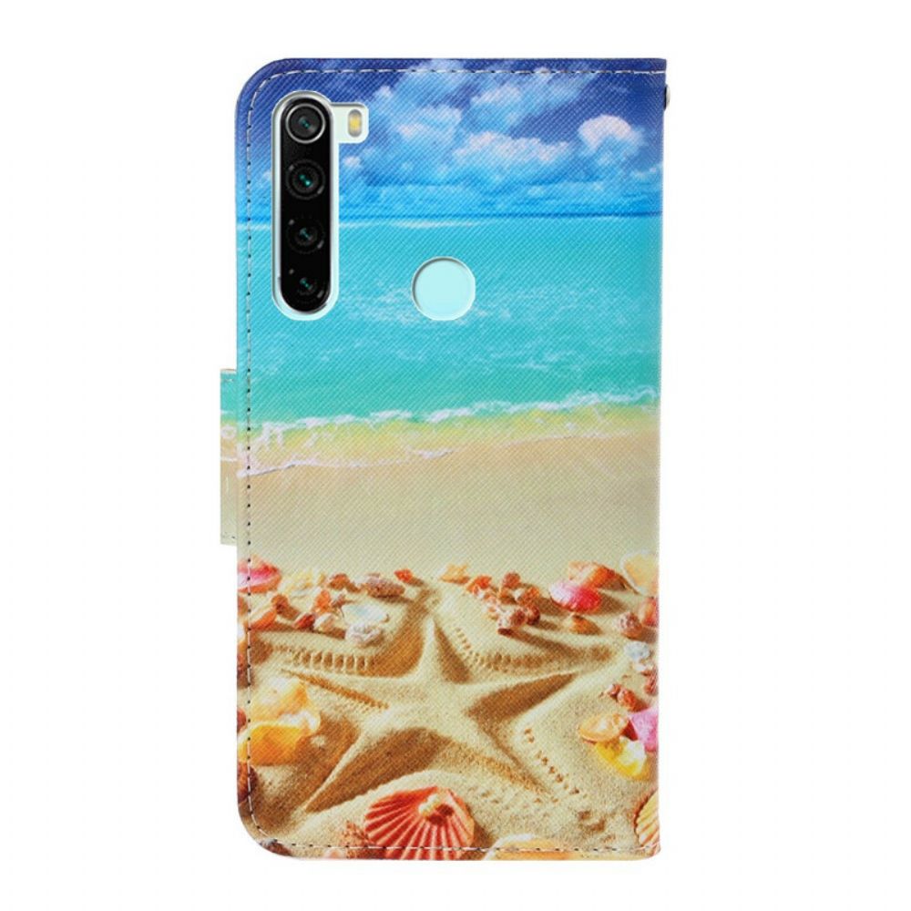 Flip Case voor Xiaomi Redmi Note 8T Met Ketting Strandstrand
