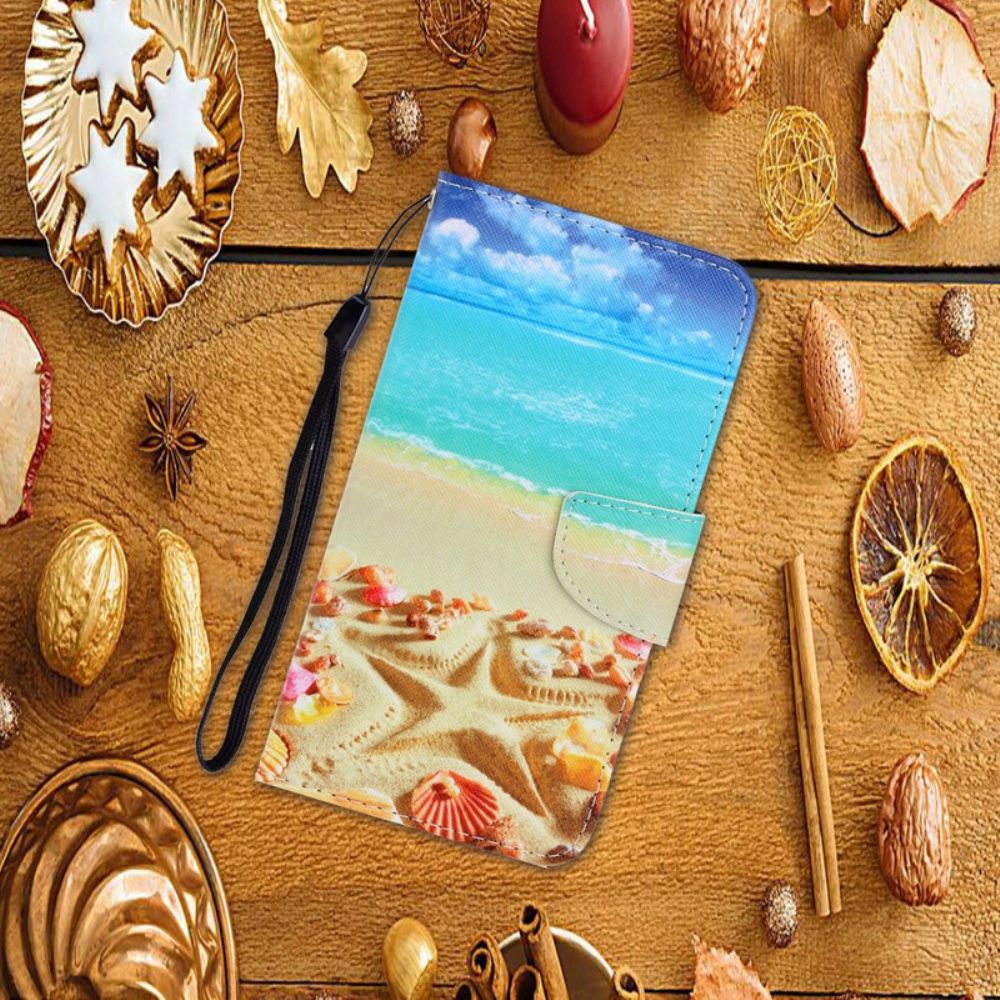 Flip Case voor Xiaomi Redmi Note 8T Met Ketting Strandstrand