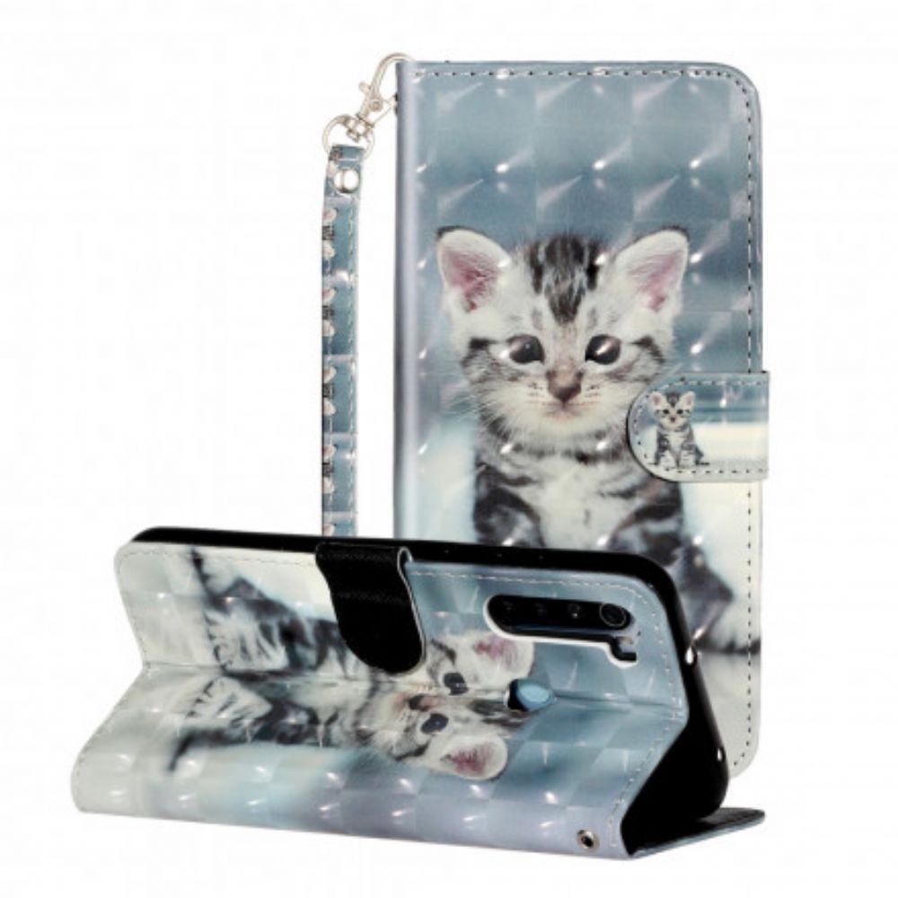 Folio-hoesje voor Xiaomi Redmi Note 8T Met Ketting Kitten Lichtvlekken Met Riem