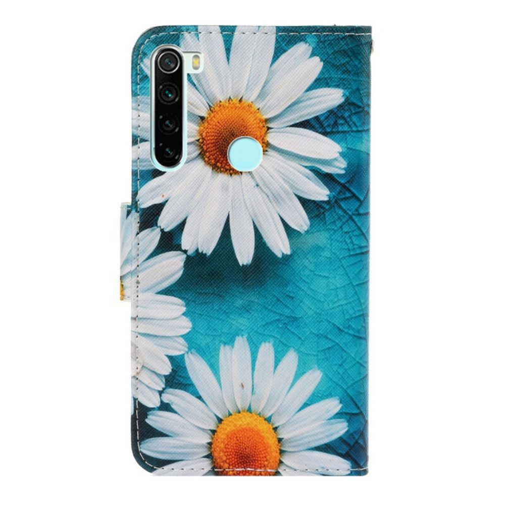 Folio-hoesje voor Xiaomi Redmi Note 8T Met Ketting Thong Madeliefjes