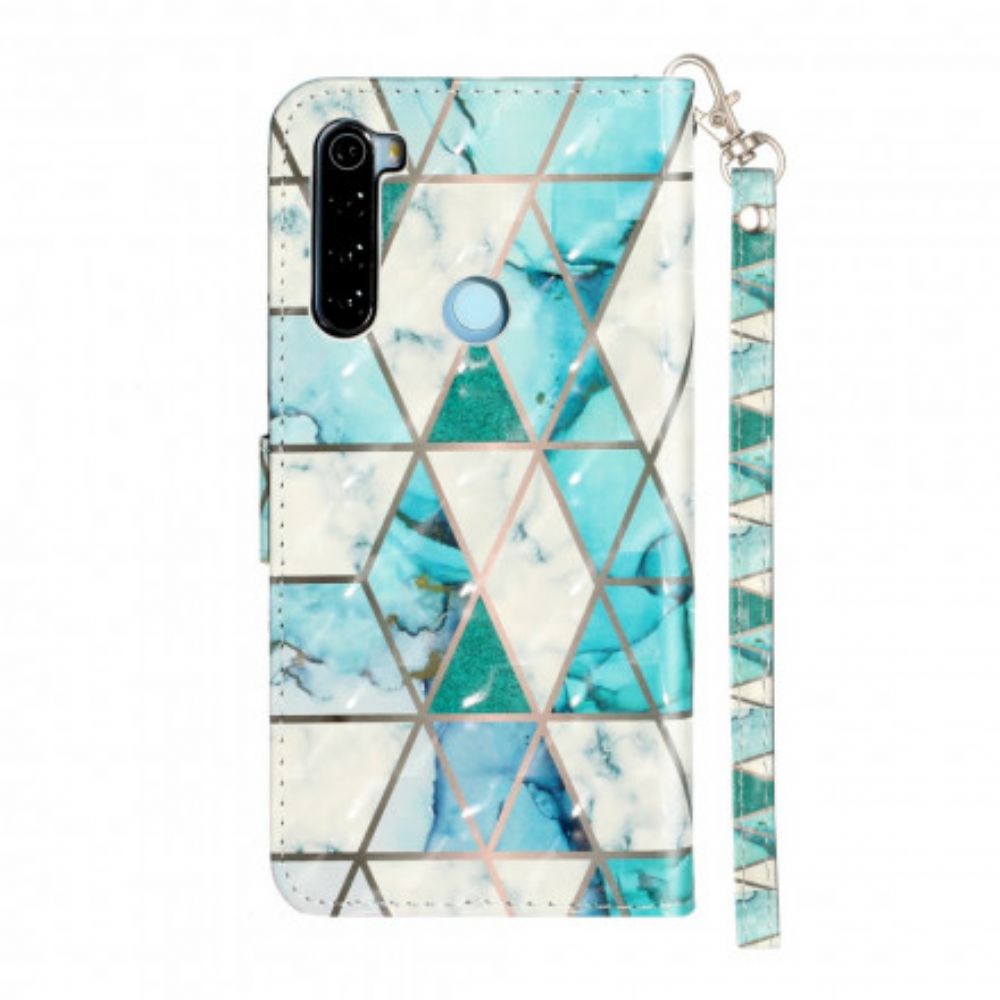 Leren Hoesje voor Xiaomi Redmi Note 8T Met Ketting Marmeren Lichtstripspots