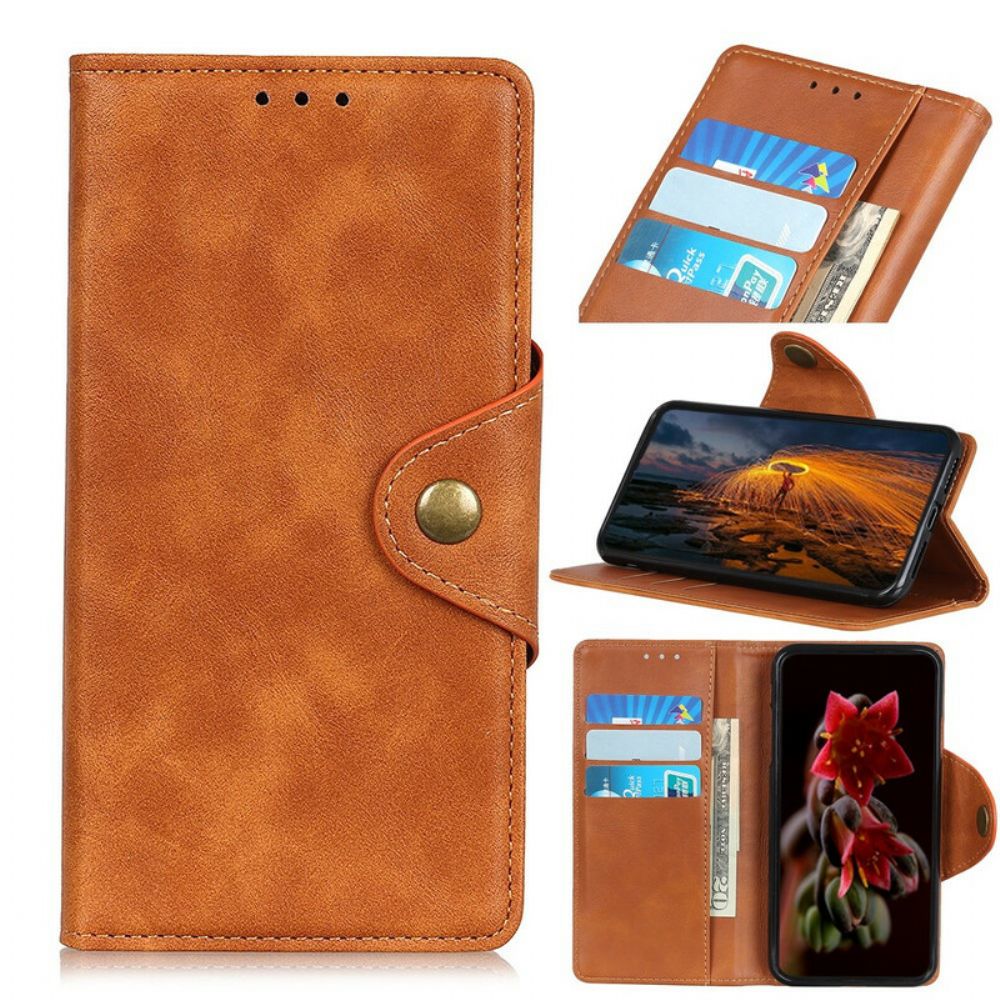 Leren Hoesje voor Xiaomi Redmi Note 8T Vintage Kunstleer En Knoop