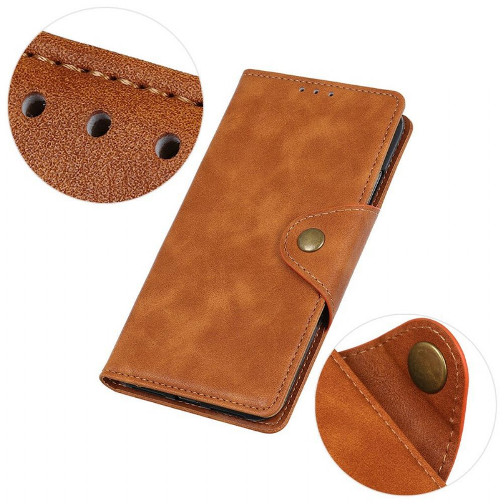 Leren Hoesje voor Xiaomi Redmi Note 8T Vintage Kunstleer En Knoop