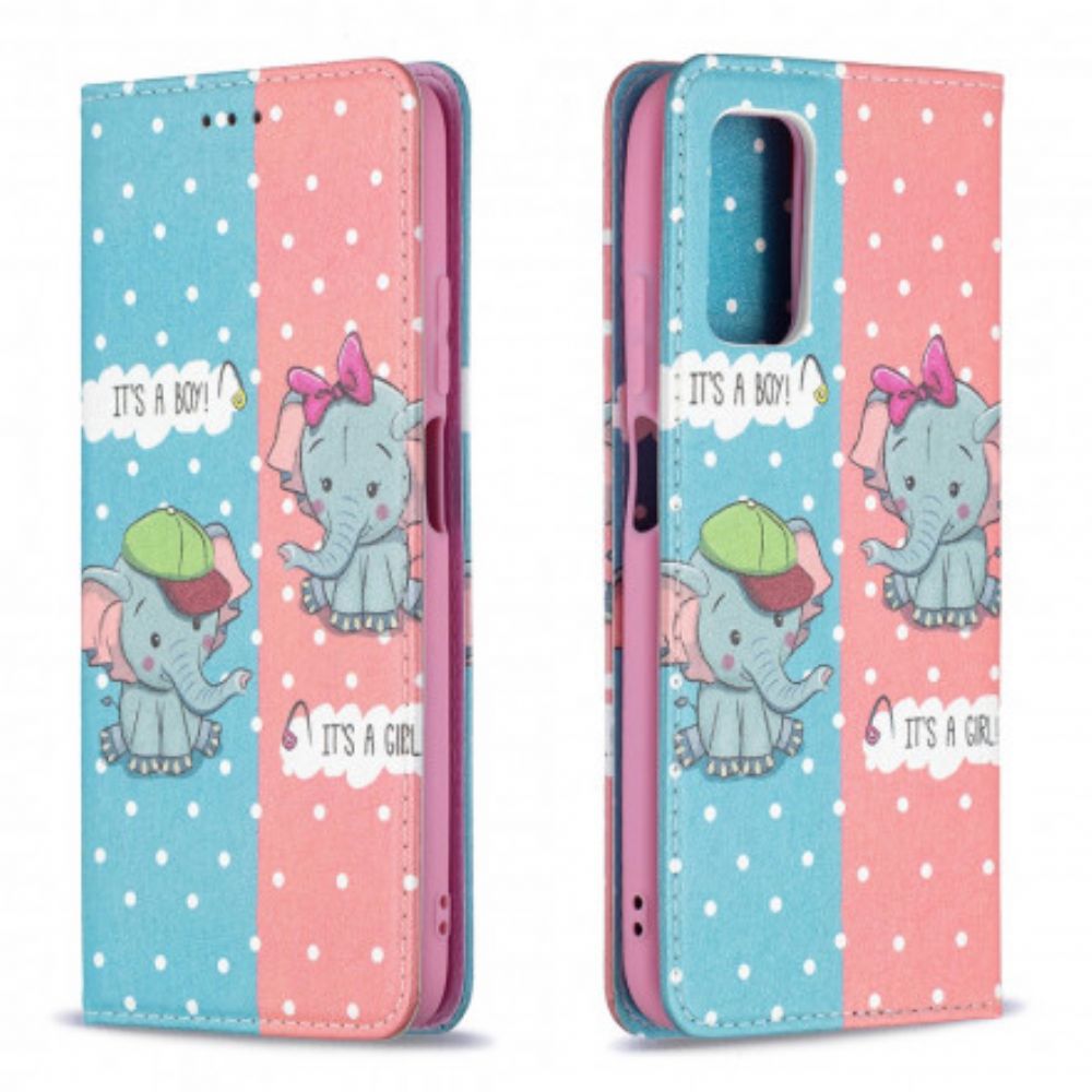 Bescherming Hoesje voor Poco M3 Folio-hoesje Babyolifanten
