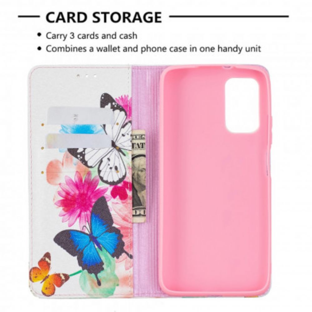 Bescherming Hoesje voor Poco M3 Folio-hoesje Kleurrijke Vlinders