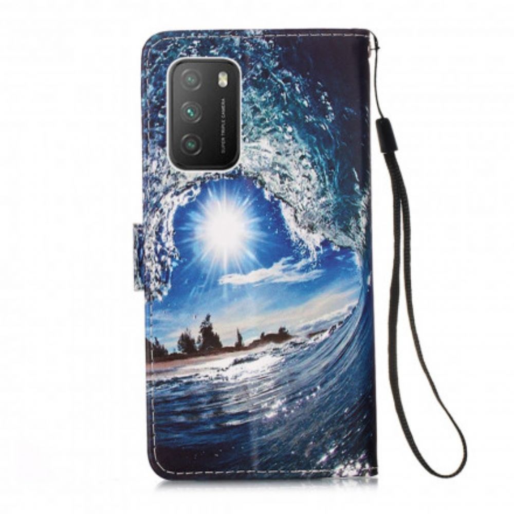 Folio-hoesje voor Poco M3 Met Ketting Landschap Dagdromen Met Riem