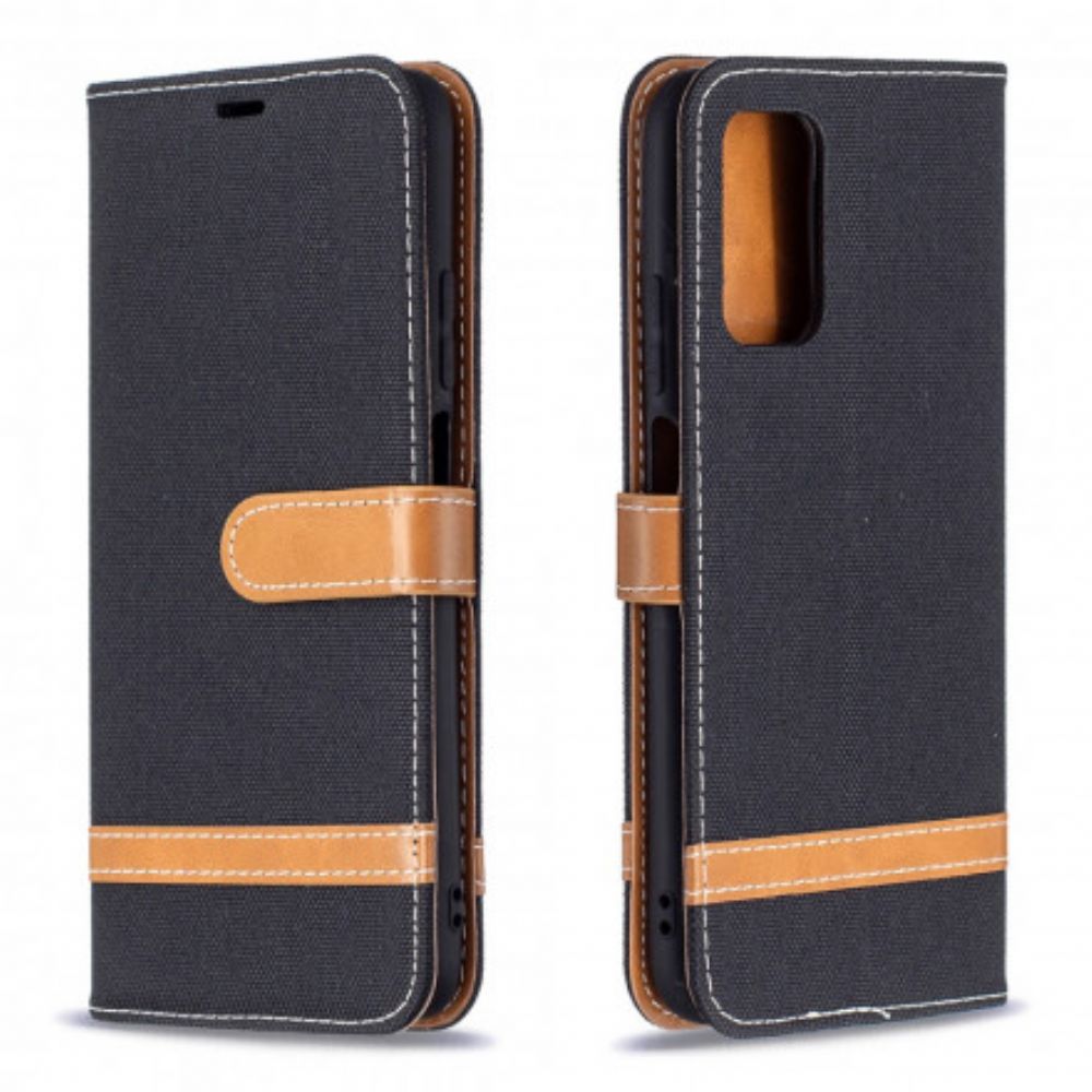 Leren Hoesje voor Poco M3 Met Ketting Band Met Stof En Leereffect
