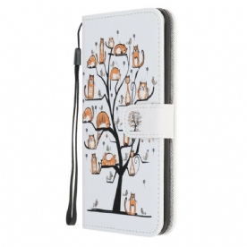 Leren Hoesje voor Poco M3 Met Ketting Funky Katten Met Riem