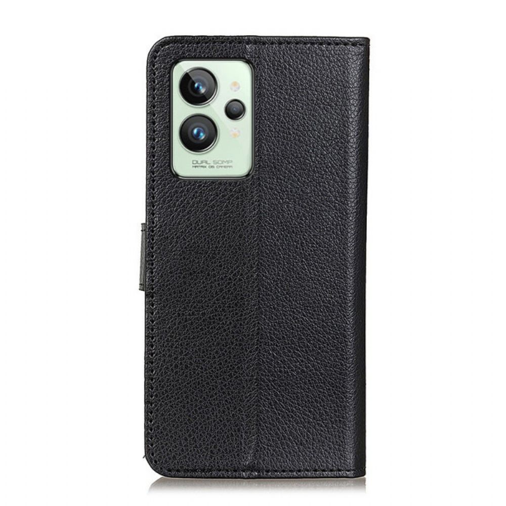 Folio-hoesje voor Realme GT2 Pro Traditionele Litchi-leerstijl