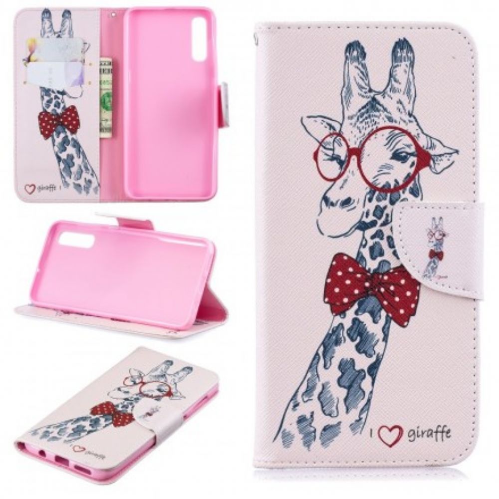 Flip Case voor Samsung Galaxy A50 Nerdy Giraf