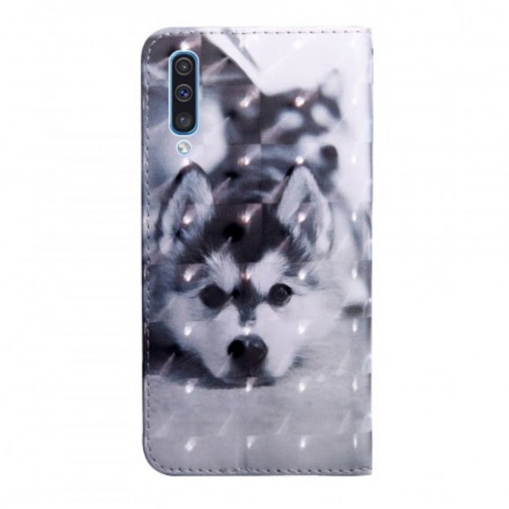 Flip Case voor Samsung Galaxy A50 Zwart-witte Hond