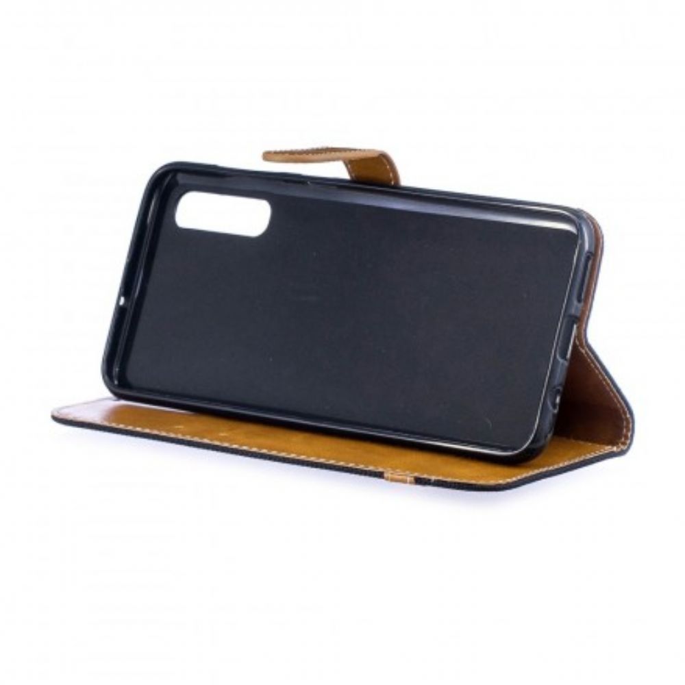 Leren Hoesje voor Samsung Galaxy A50 Met Ketting Band Met Stof En Leereffect