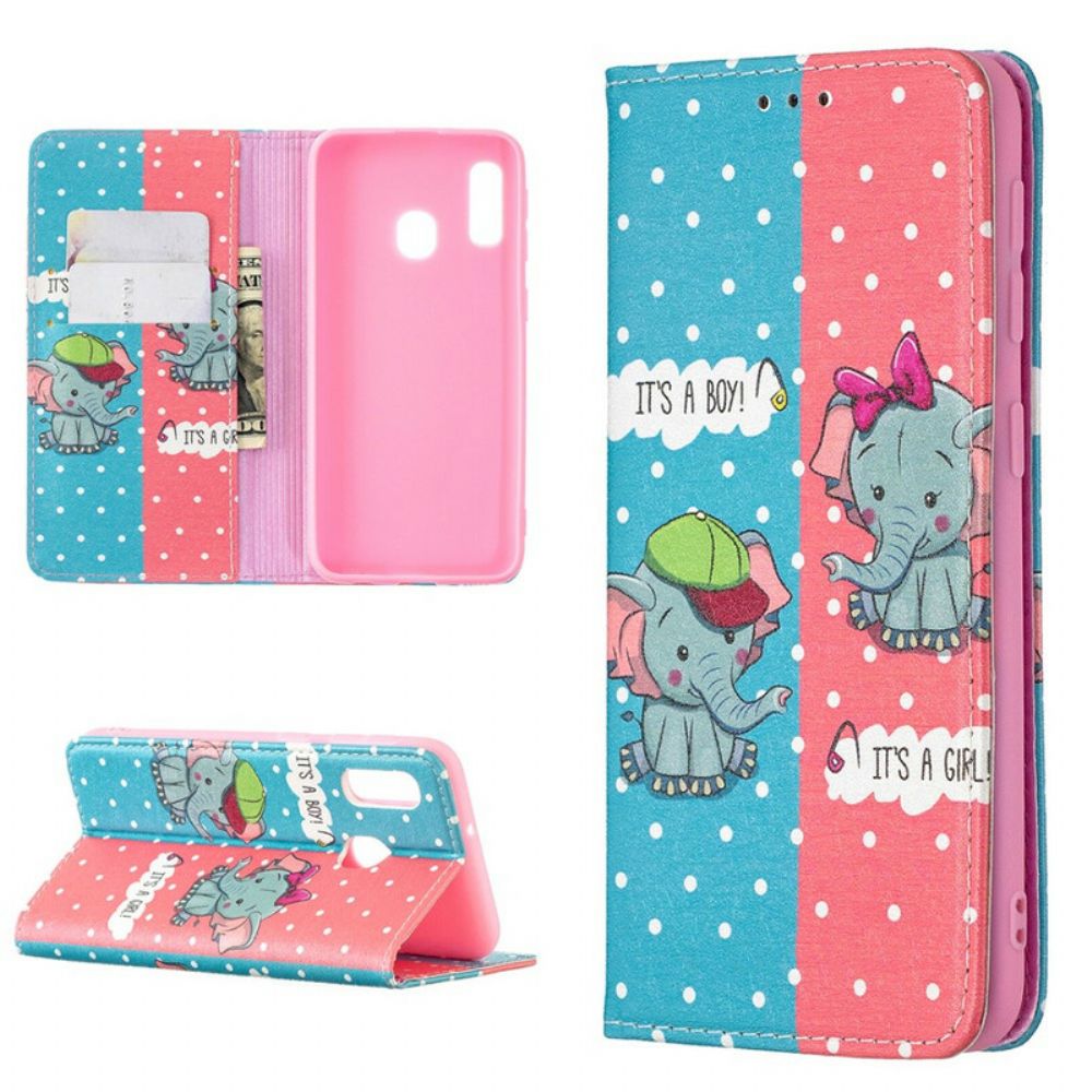 Bescherming Hoesje voor Samsung Galaxy A20e Folio-hoesje Babyolifanten