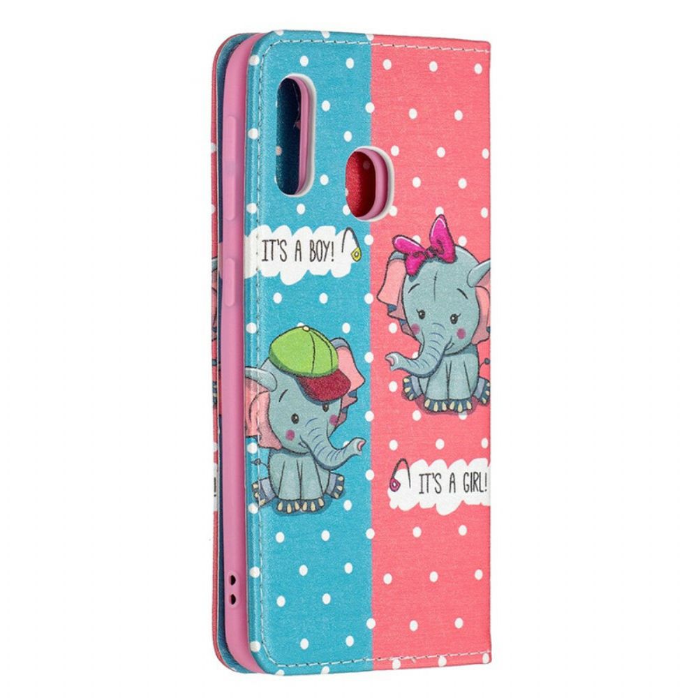 Bescherming Hoesje voor Samsung Galaxy A20e Folio-hoesje Babyolifanten