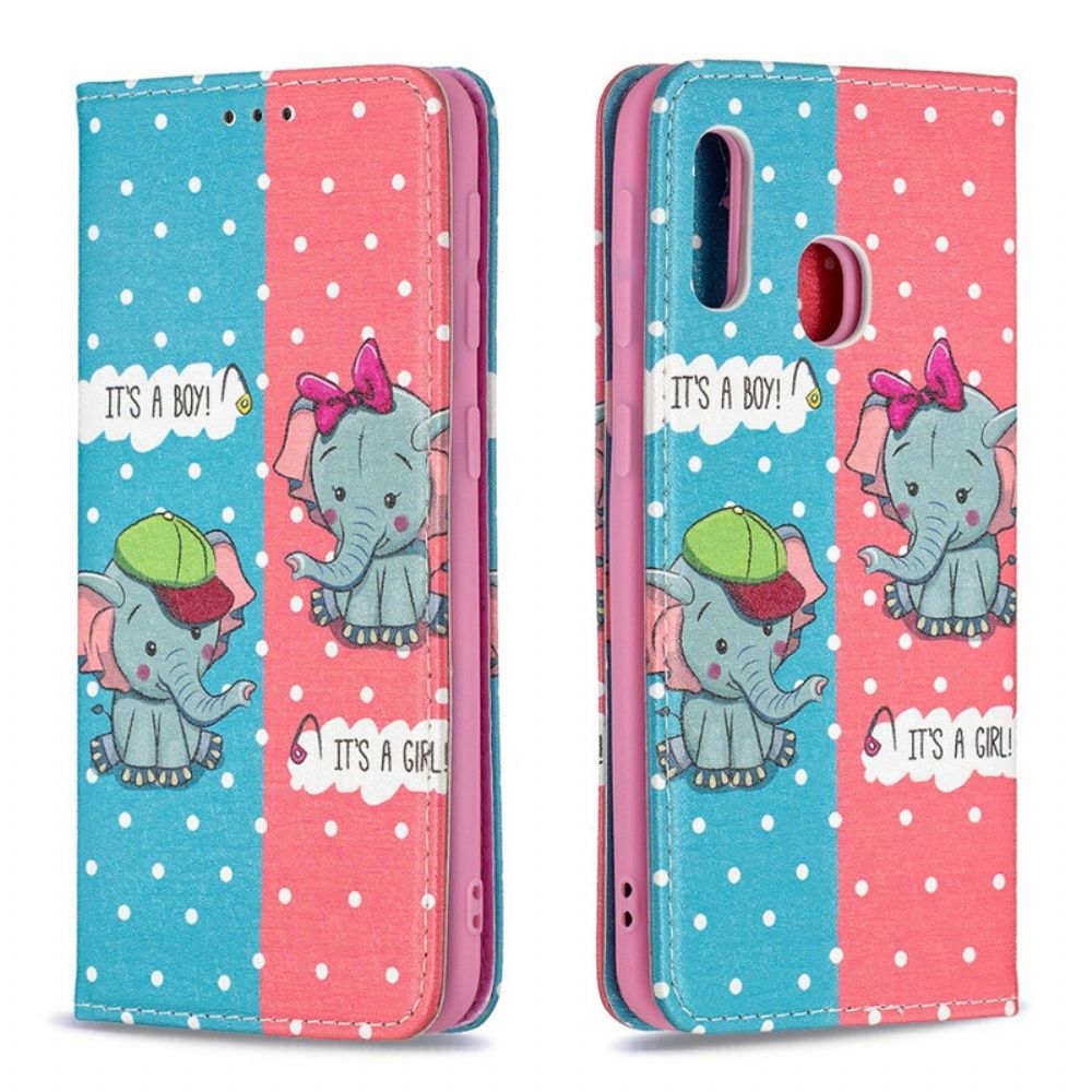 Bescherming Hoesje voor Samsung Galaxy A20e Folio-hoesje Babyolifanten
