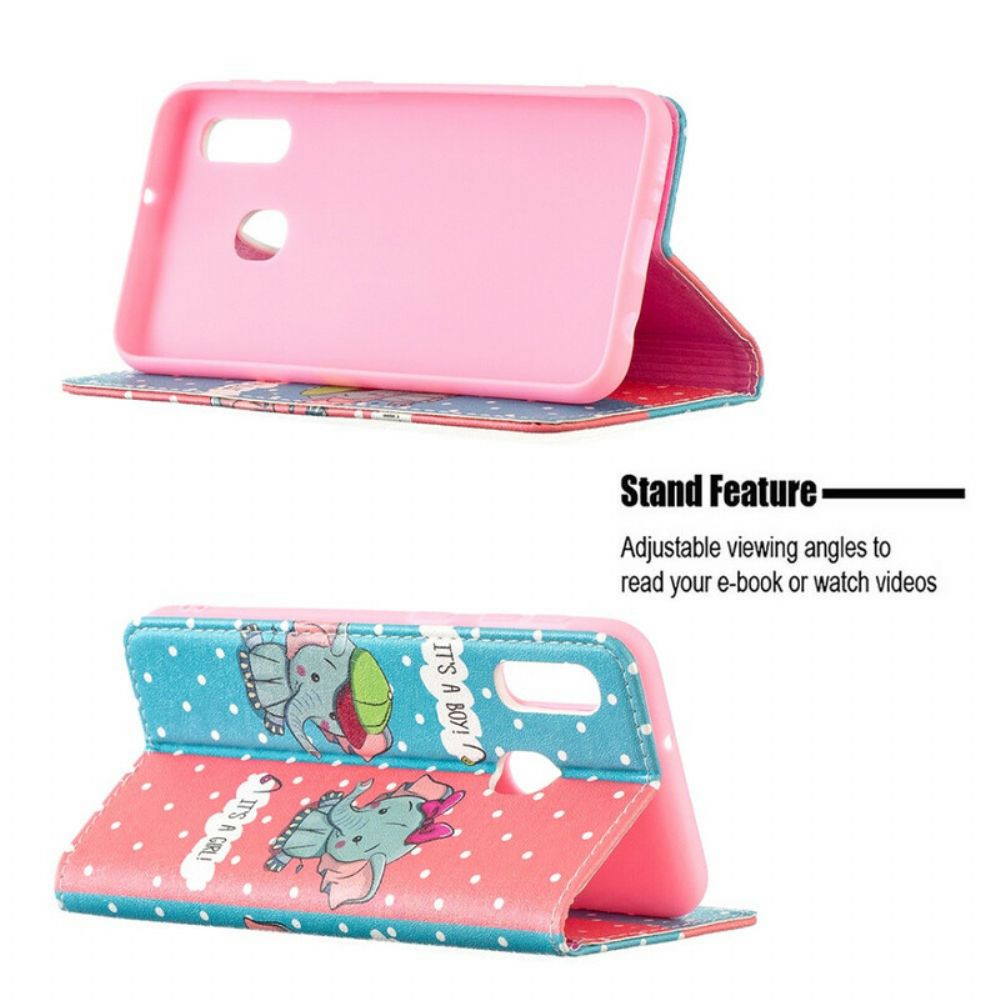 Bescherming Hoesje voor Samsung Galaxy A20e Folio-hoesje Babyolifanten