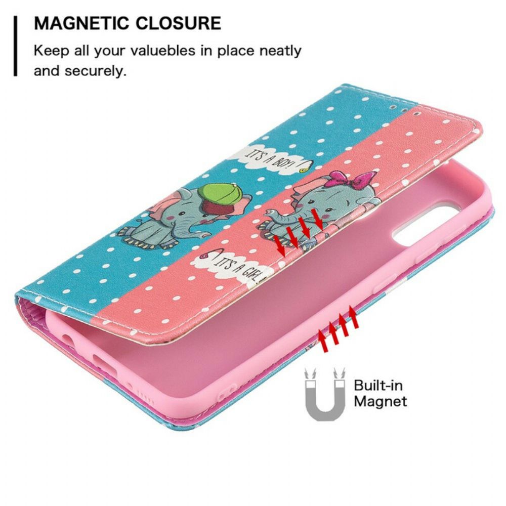 Bescherming Hoesje voor Samsung Galaxy A20e Folio-hoesje Babyolifanten