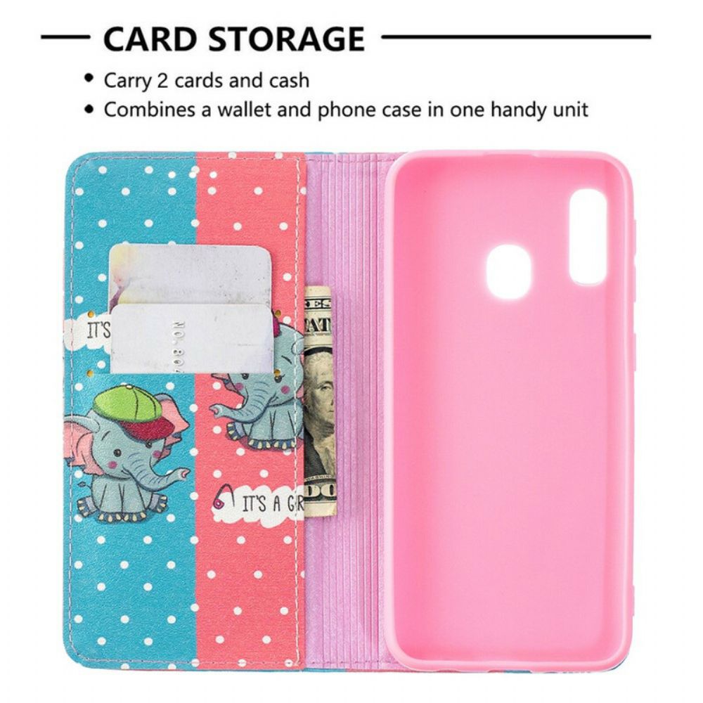 Bescherming Hoesje voor Samsung Galaxy A20e Folio-hoesje Babyolifanten