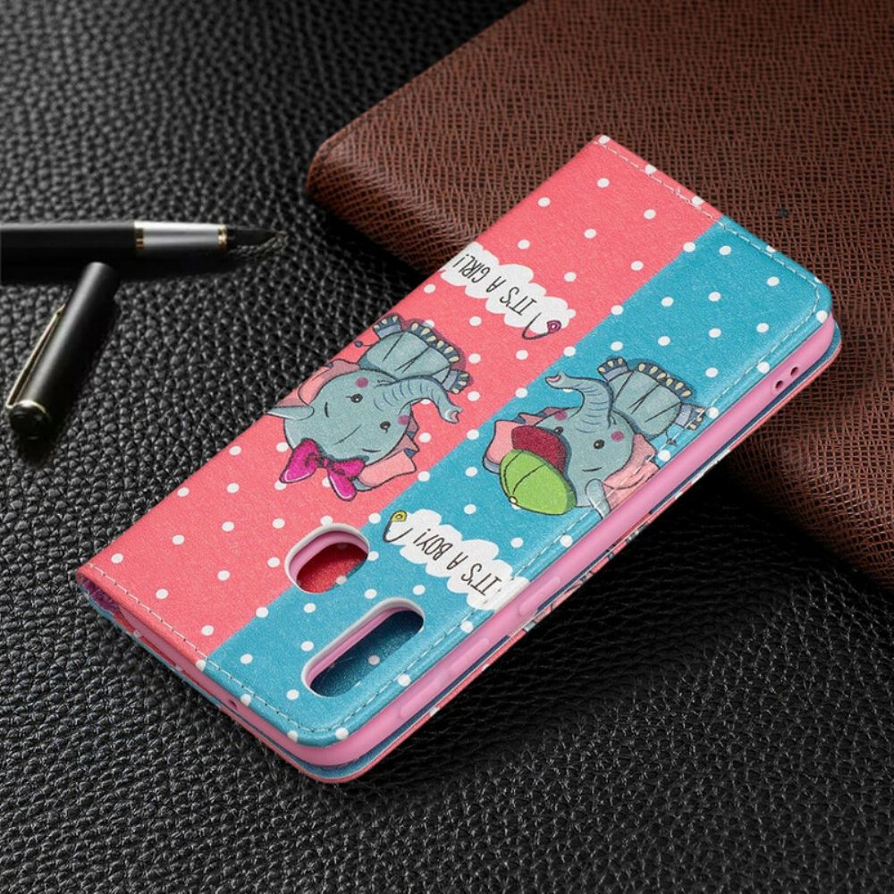 Bescherming Hoesje voor Samsung Galaxy A20e Folio-hoesje Babyolifanten