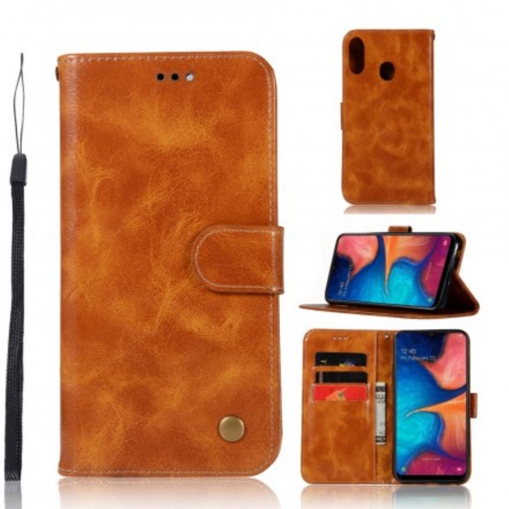 Folio-hoesje voor Samsung Galaxy A20e Met Ketting Vintage Kunstleren Band