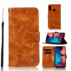 Folio-hoesje voor Samsung Galaxy A20e Met Ketting Vintage Kunstleren Band