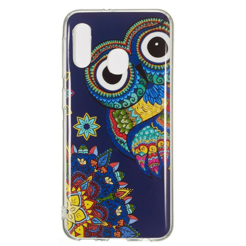Hoesje voor Samsung Galaxy A20e Fluorescerende Mandala Uil