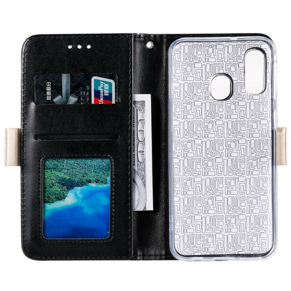 Leren Hoesje voor Samsung Galaxy A20e Met Ketting Kanten Portemonnee Met Bandjes